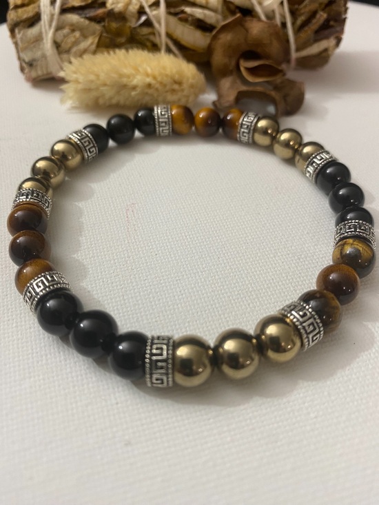 Other - Men’s Crystal beads Bracelet, Black Tourmaline, Tigers eye and gold Pyrite